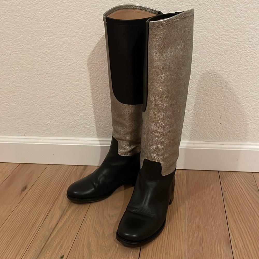 Chanel Two Tone Leather Riding Boots